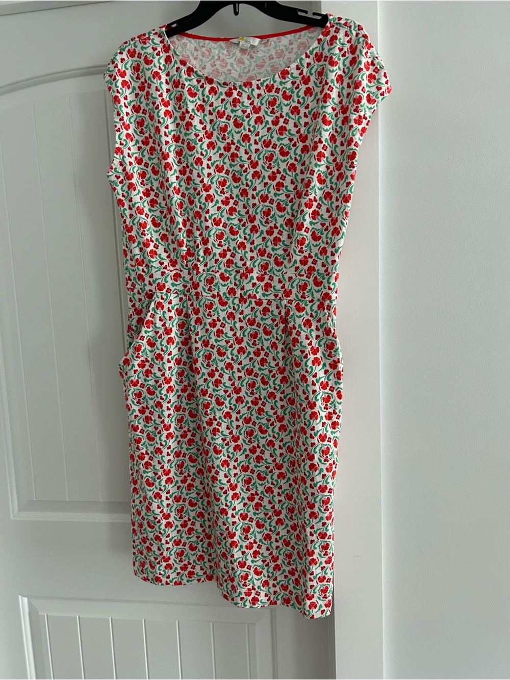 Floral Red & Green Cotton Dress by Boden